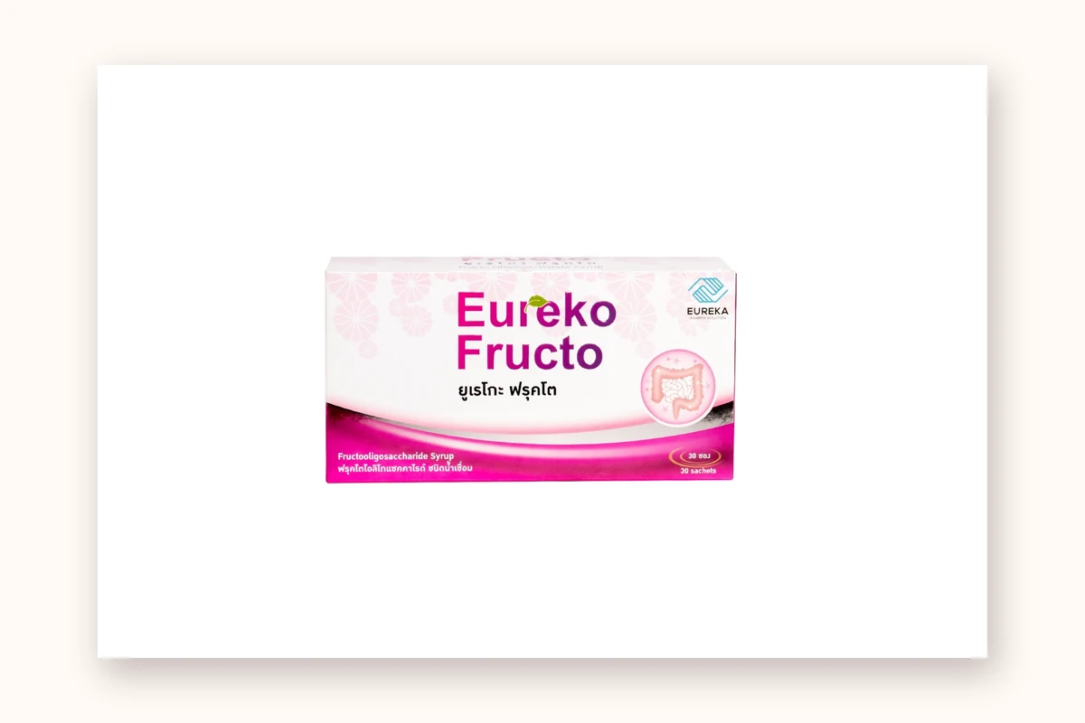 ภาพถ่ายกล่องจริง Eureko Fructo ขนาด 30 ซอง สำหรับจัดไว้ใน routine ของครอบครัว