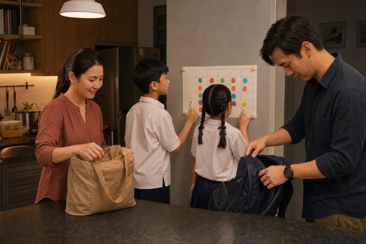 ครอบครัวไทยเตรียมกระเป๋าและของใช้สำหรับ daily family routine ของวันถัดไป